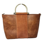 Antik Kraft Brown Vegan Leather Top Handle Casual Modern Hand Bag Neutral Boho Photo 0