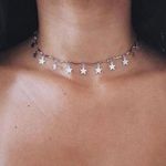 Silver Star Drop Choker Necklace Photo 0