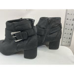 MIA Womans Audrina Ankle Boots 8 M Black Velvet Block Heel Side Zip Buckle Photo 3