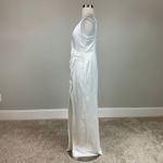 Aidan Mattox Satin Sleeveless Long Column Evening Gown White Size 8 Formal Dress Photo 2