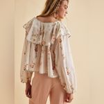 Free People Camilla Printed Blouse NWT Ivory strawberry boho Large Photo 1