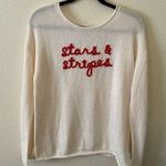 Marled Patriotic "Stars & Stripes" Crew Neck Knit Pullover Sweater size Medium Red Photo 0