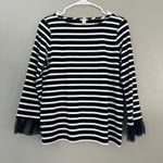 J.Crew  Women’s Shirt Small Black And White Striped Polka Dot Tulle Cuffs Photo 0