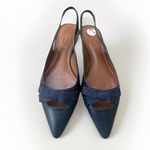 Talbots Edison Bow Nappa Leather Slingback Flats Navy Women’s 7 Preppy Career Photo 0