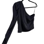 ASTR  The Label One Shoulder Long Sleeve Top - Black Size Photo 3
