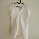 Helmut Lang  White Linen Asymmetric Top V Neck Size 2 NWT Photo 9