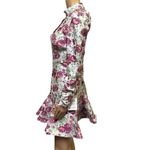 Asos Luxe Keyhole Cut Out Floral jacquard High Neck Long Sleeve Mini Dress Sz 6 Pink Photo 4