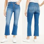Loft NWT Kick Flare Button Fly Crop Jeans in Bright Mid Indigo Wash Size 24 NEW Photo 15