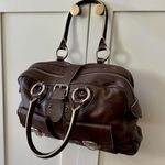 Marc Jacobs  Cognac Leather Venetia Satchel Bag, Silver Hardware & Red Stitching Photo 13