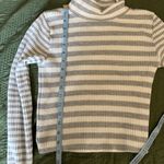 Aerie  Gray and White Striped Turtleneck Photo 4