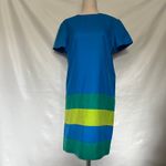 Papell 100% Silk Shift Womens Dress Sz 4P Artsy Bright Colorblock 60s Inspired Blue Photo 12