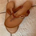 ALDO Tan Leather Sandals with Gold Accents Photo 1