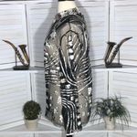 Berek Cocktail Blouse Zippered Sheer Mesh Black Gold Silver 3X Photo 3