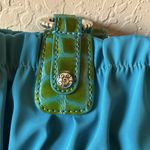 Brighton : Teal & Green (U094079) Ruched Handbag- Silver Tone- mark Photo 9