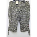 st. john's bay  Women's Capri Pants Camo Floral Embroidered Drawstring Leg Size 20 Photo 15