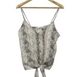 Karlie Top Womens Small Ivory Snake Button Front Spaghetti Strap Tie Bottom Photo 0