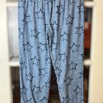Lucky Brand  Women's Small Heather Blue w/Stars Pull On Pajama Bottoms Drawstring Photo 2