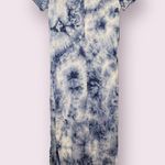 Olivia Rae Blue & White Tie Dye Short Sleeve Split Hem Maxi Dress - size XS Photo 2