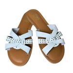 SAB Womens Slip On Flat Shoes White Gold Studs Sandals Size 8 Italy Minimalist Photo 1