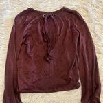 American Eagle  Outfitters Burgundy Knit Sweater V-Neck Bell Sleeves Boho Small Photo 8