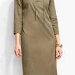 Talbots  olive green lace up midi dress, 3/4 sleeves. NWT women’s size 4 Photo 0