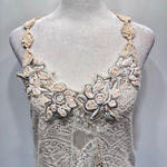 BKE Ivory Mixed Crochet Lace Asymmetric Racerback Cami Tank Boutique Fairy Boho Photo 2