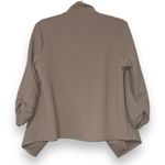 BE.A medium beige solid casual draped lightweight blazer top 3/4 ruched sleeve Tan Photo 2