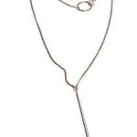 Minimalist Silver Tone Bar Pendant Necklace Collar Circle Spring Ring Clasp 16" Photo 0