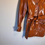 Topshop  Brown Faux Patent Leather Trench Coat Jacket Womens 8 Preppy Fall Classy Photo 8