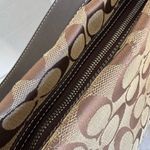 Coach Vintage Duffle Signature Jacquard Leather Canvas Brown Tan Hobo Bag Purse Photo 7