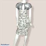 Vintage silk sheath dress cap sleeve abstract print floral lace S/M Size 6 Photo 2