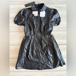 Disturbia Sharon PU Mini Shirt Dress With Charm Size 8 Black NWT Photo 3