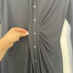 NWT CIEBON Jennifer Black Collared Ruched Button Front Midi Shirt Dress Sz Small Photo 6