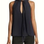 Haute Hippie Navy Blue Tie Neck Lace Up Side Silk Tank Top XS Photo 0