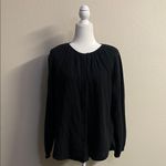 Quince  Black Crinkle Cotton Blouse | Long Sleeve | Size M Photo 1