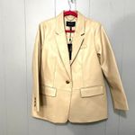 BCBGMAXAZRIA NEW  Latte Tan Faux Vegan Leather Oversized Fit Minimalist Blazer L Photo 2