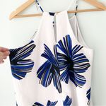 Blue Rain  Graphic Floral White Summer Lined Tank Small S Photo 5