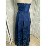 Lulus Strapless Blue Jacquard Gown Mesh Waist Pleated Maxi Formal Dress NWT Photo 7