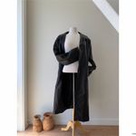 Vintage Leonardo Leather Jacket COAT Black Overcoat Midi Unisex Coat Size 50 Photo 3