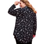 Torrid  Betsey Johnson Plus Size 5X Top Love Kiss Black Button Down Shirt 1196‎ Photo 2