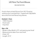 Urban Outfitters NWT Paris Tie-Front Blouse Size XS Photo 1