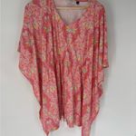 Talbots X Cabana Life Printed Oversized Swim Coverup with Tassels Pink Photo 6
