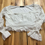 Nasty Gal White Long Sleeve Crop Top with Ruffle Trim – US 10 Photo 0