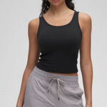 CRZ Yoga Butterluxe Double Lined Scoop Neck Tank, Black, Size Large, NWT Photo 0