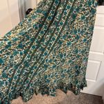 Cienna Long Maxi Silk Blend Wrap Dress Ruffle Hem w/ Tie Waist Belt Blue Photo 8