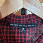 HYFVE  Frayed Hem Flannel Crop Red Plaid Shirt Size Medium Photo 3