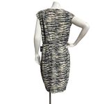EXPRESS  Women's Medium Short Sleeve Plunge V-Neck Zebra Print Faux Wrap Dress Photo 4