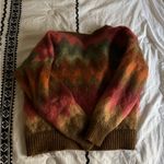 Susan Bristol Vintage Zig Zag Rainbow Cardigan Sz Medium Wool Fuzzy Photo 3