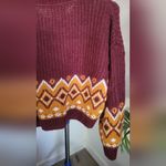 SO  Maroon & Gold Cropped Fair Isle Tie Up Sweater Size L Photo 15