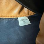 SAM. Isabel Vegan Down Puffer Jacket Faux Leather Stowaway Hood Saddle Brown S Photo 6